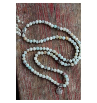Mala Bracelet Amazonite with OM Pendant – Handmade Jewelry