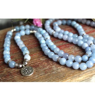 Handgemachtes Aquamarin-Armband mit Lotus-Anhänger | Heilstein Schmuck