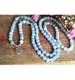 Handgemachtes Aquamarin-Armband mit Lotus-Anhänger | Heilstein Schmuck