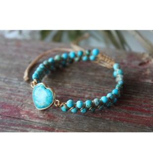 Sea Sediment Jasper Bracelet – Heart Pendant & Protective Stone | Glueckskristall.de