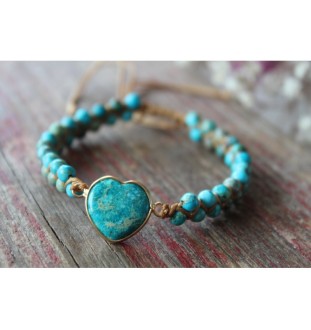 Sea Sediment Jasper Bracelet – Heart Pendant & Protective Stone | Glueckskristall.de