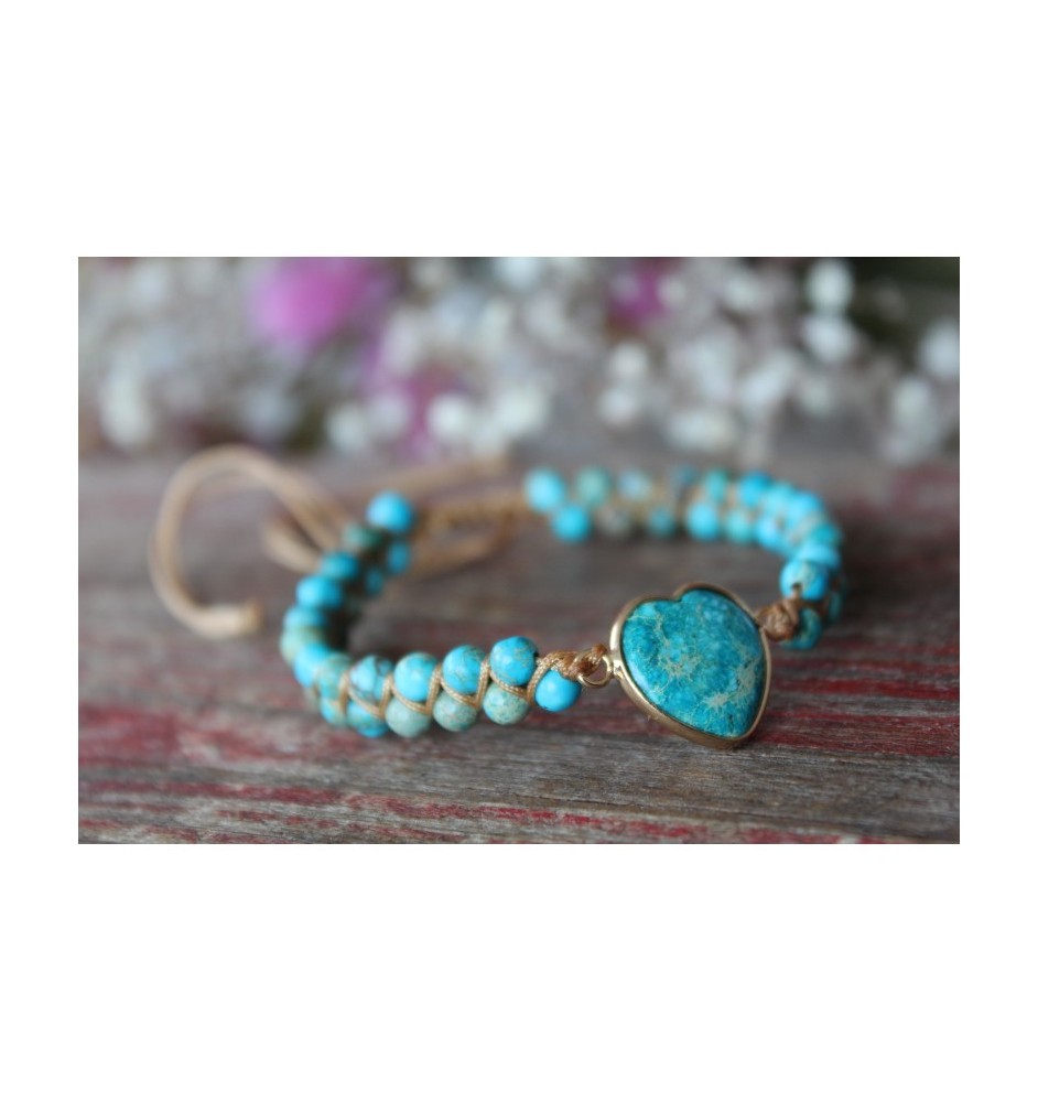 Sea Sediment Jasper Bracelet – Heart Pendant & Protective Stone | Glueckskristall.de