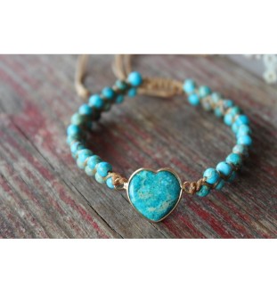 Sea Sediment Jasper Bracelet – Heart Pendant & Protective Stone | Glueckskristall.de
