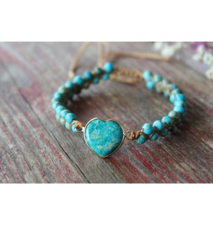 Sea Sediment Jasper Bracelet – Heart Pendant & Protective Stone | Glueckskristall.de