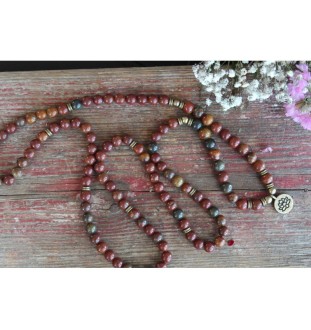 Jasper Mala Bracelet with Lotus Pendant – Protection and Grounding | Glueckskristall.de