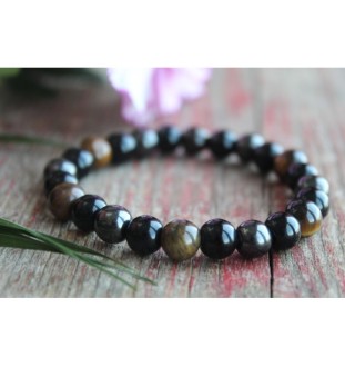 Protective stone bracelet with hematite, tiger's eye, and obsidian | Glueckskristall.de