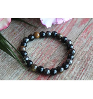 Protective stone bracelet with hematite, tiger's eye, and obsidian | Glueckskristall.de