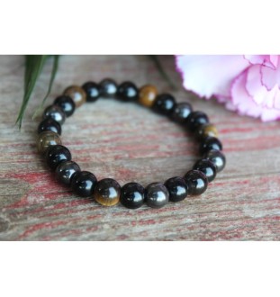 Protective stone bracelet with hematite, tiger's eye, and obsidian | Glueckskristall.de