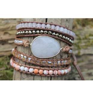 Handgefertigtes Wickelarmband mit Rosenquarz | Liebe & Harmonie – Glueckskristall.de