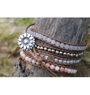 Handmade wrap bracelet with rose quartz | Love & Harmony – Glueckskristall.de