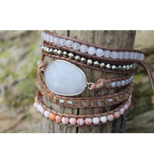 Handgefertigtes Wickelarmband mit Rosenquarz | Liebe & Harmonie – Glueckskristall.de