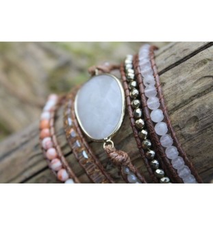 Handgefertigtes Wickelarmband mit Rosenquarz | Liebe & Harmonie – Glueckskristall.de