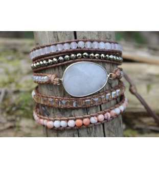 Handmade wrap bracelet with rose quartz | Love & Harmony – Glueckskristall.de