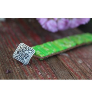 Grüner Jaspis Armband aus Leder – Boho Edelsteinschmuck | Glueckskristall