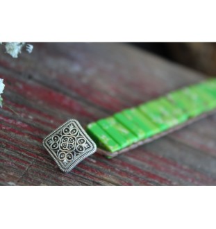 Grüner Jaspis Armband aus Leder – Boho Edelsteinschmuck | Glueckskristall