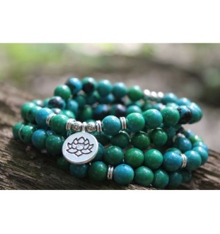 Armband Mala 108 Perlen Achat Stabilität Lotusblume