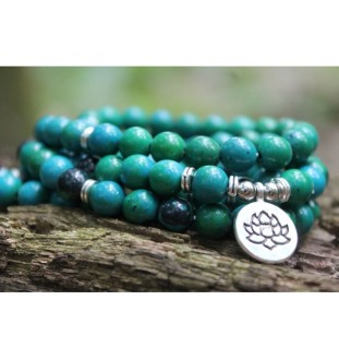 Armband Mala 108 Perlen Achat Stabilität Lotusblume