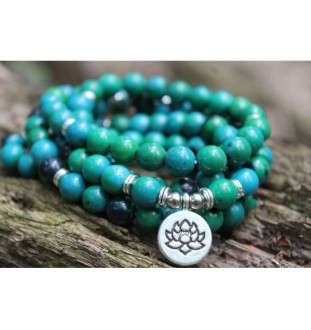 Armband Mala 108 Perlen Achat Stabilität Lotusblume