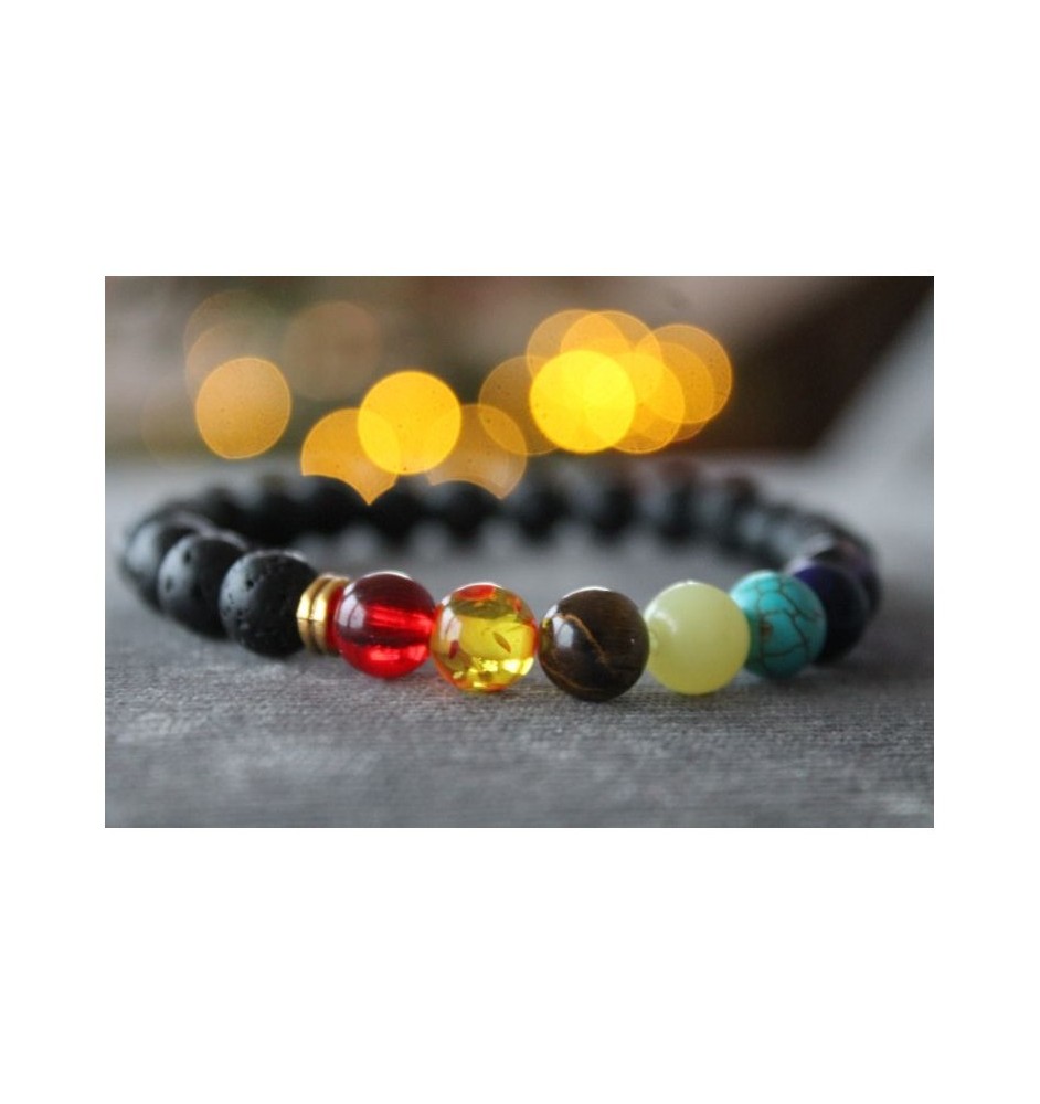 7 Chakra Armband aus Lava Perlen – Energie, Balance & spirituelle Heilung