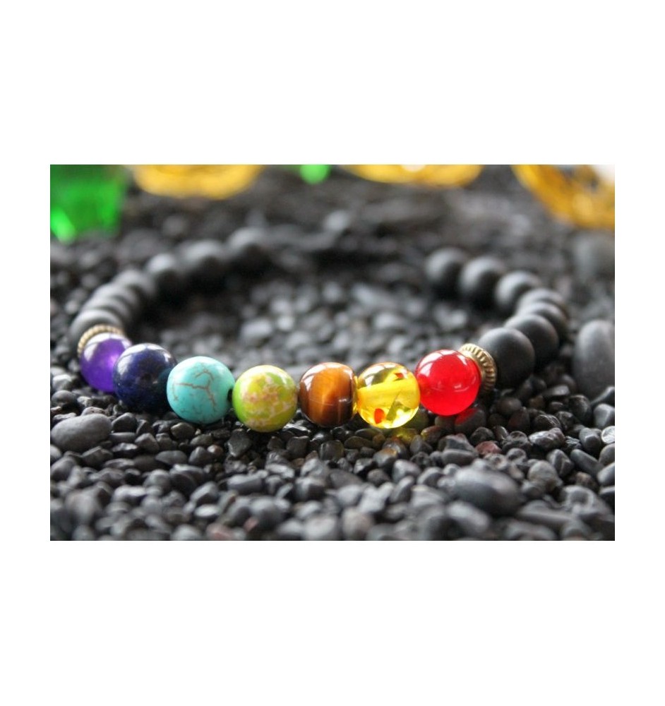 7 Chakra Bracelet made of Lava Beads – Energy, Balance & Spiritual Healing