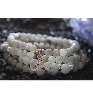 Mala Bracelet with Labradorite Beads & OM Pendant – Creativity & Spiritual Harmony