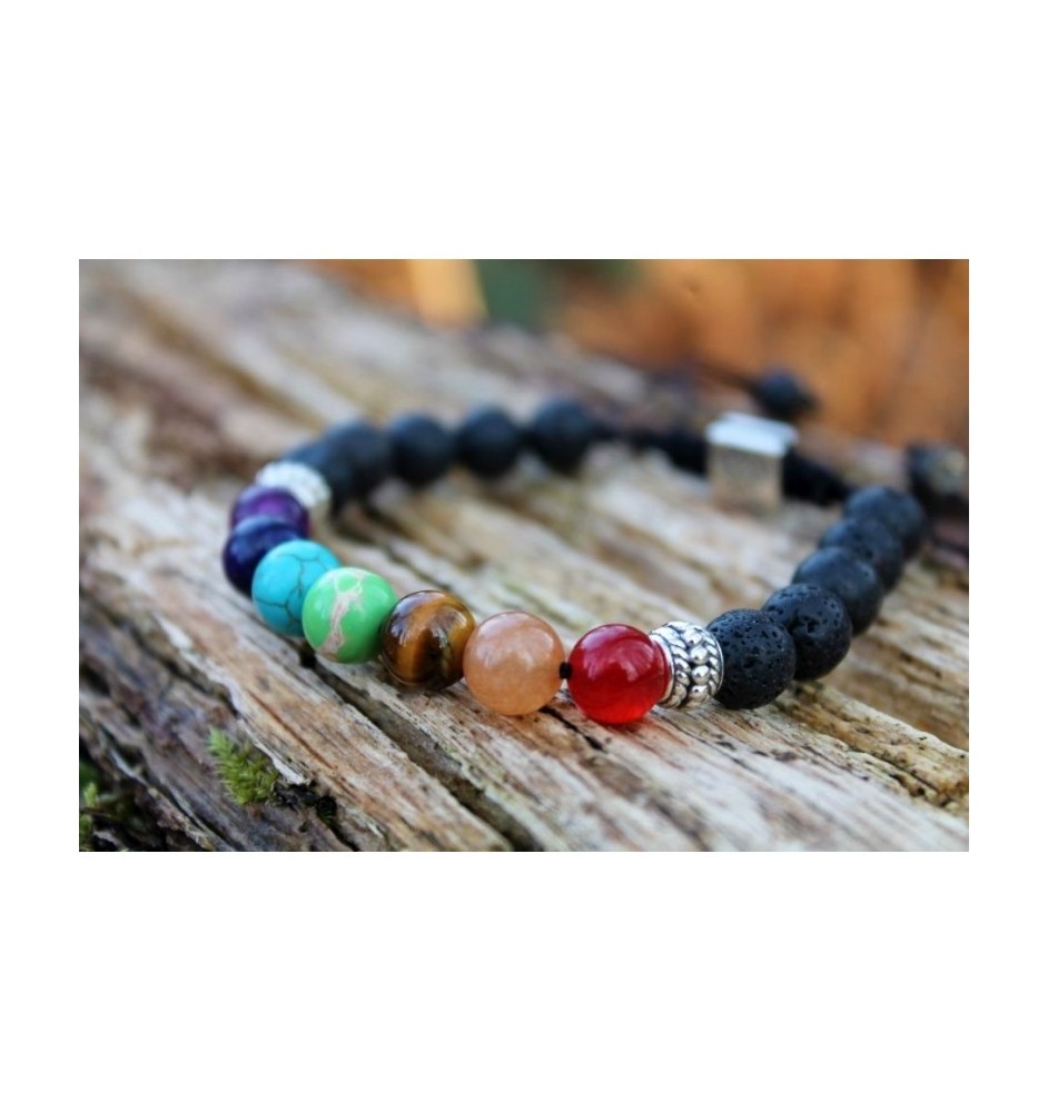 7 Chakra Armband aus Lava Perlen – Energie, Balance & spirituelle Heilung