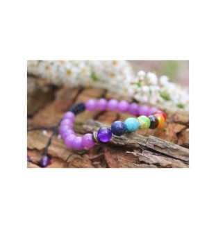 7 Chakra Amethyst Bracelet – 8mm beads for inner balance and clarity