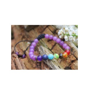 7 Chakra Amethyst Bracelet – 8mm beads for inner balance and clarity