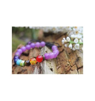 7 Chakra Amethyst Bracelet – 8mm beads for inner balance and clarity