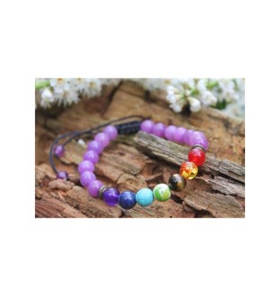 7 Chakra Amethyst-Armband – 8 mm Perlen für inneres Gleichgewicht und Klarheit