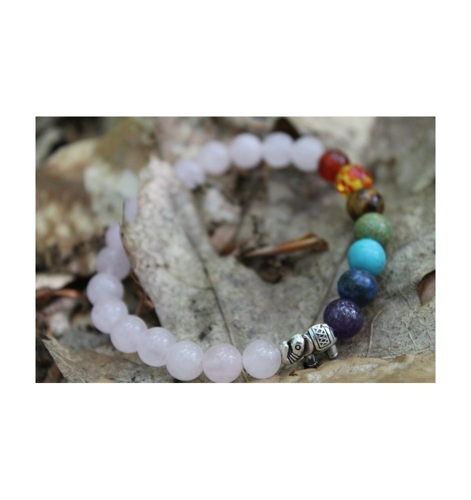 Rose Quartz Bracelet with 7 Chakras: Love, Balance and Spiritual Harmony