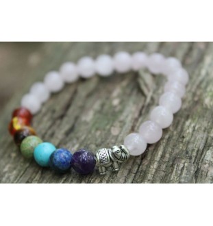 Rose Quartz Bracelet with 7 Chakras: Love, Balance and Spiritual Harmony