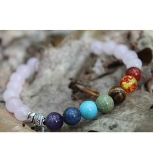 Rose Quartz Bracelet with 7 Chakras: Love, Balance and Spiritual Harmony