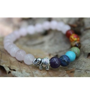 Rose Quartz Bracelet with 7 Chakras: Love, Balance and Spiritual Harmony