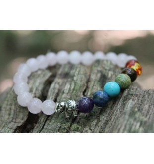 Rose Quartz Bracelet with 7 Chakras: Love, Balance and Spiritual Harmony