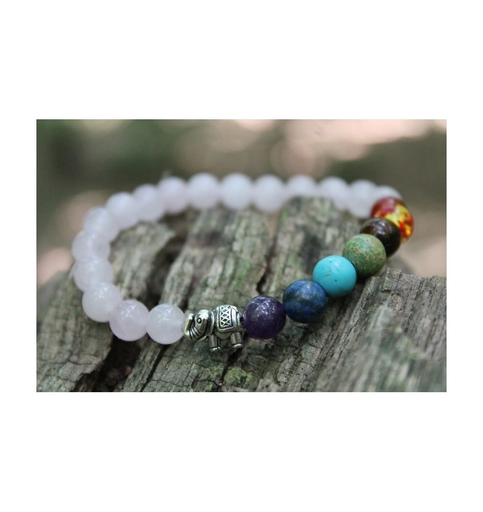 Rose Quartz Bracelet with 7 Chakras: Love, Balance and Spiritual Harmony