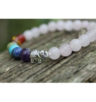 Rose Quartz Bracelet with 7 Chakras: Love, Balance and Spiritual Harmony