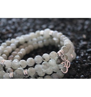 Mala Bracelet with Labradorite Beads & OM Pendant – Creativity & Spiritual Harmony