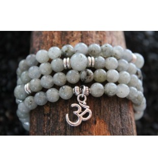 Mala Bracelet with Labradorite Beads & OM Pendant – Creativity & Spiritual Harmony