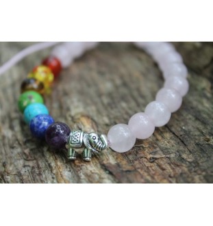 Handmade Rose Quartz Bracelet with Chakra Beads – Promote Love and Balance