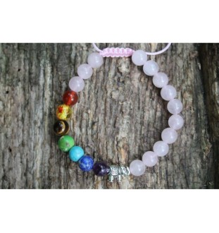 Handmade Rose Quartz Bracelet with Chakra Beads – Promote Love and Balance