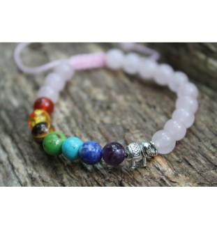 Handmade Rose Quartz Bracelet with Chakra Beads – Promote Love and Balance