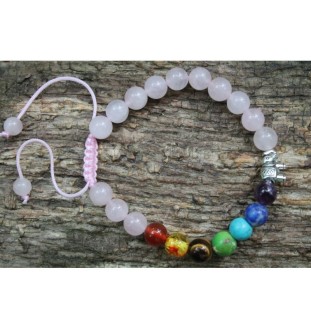 Handmade Rose Quartz Bracelet with Chakra Beads – Promote Love and Balance