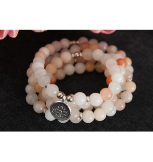 Mala bracelet with 108 aventurine beads - relaxation, inner peace & lotus pendant"