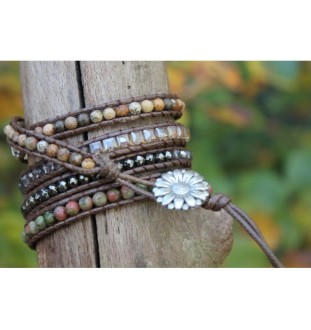 Wrap bracelet with earth-colored jasper – Spiritual elegance & harmony