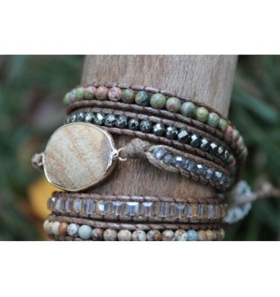 Wrap bracelet with earth-colored jasper – Spiritual elegance & harmony