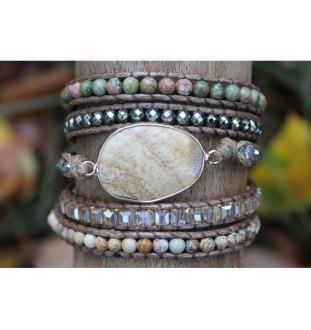 Wrap bracelet with earth-colored jasper – Spiritual elegance & harmony