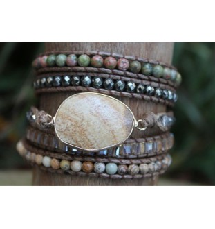 Wrap bracelet with earth-colored jasper – Spiritual elegance & harmony