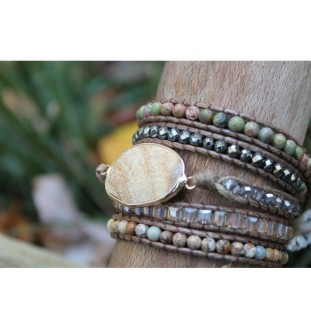 Wrap bracelet with earth-colored jasper – Spiritual elegance & harmony