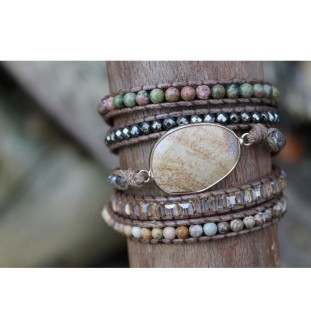 Wrap bracelet with earth-colored jasper – Spiritual elegance & harmony